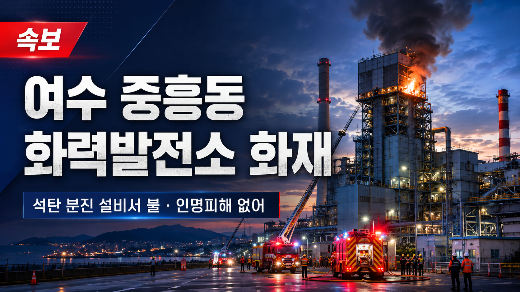 여수 중흥동 화력발전소 화재|석탄 분진 설비서 불, 인명피해 없어